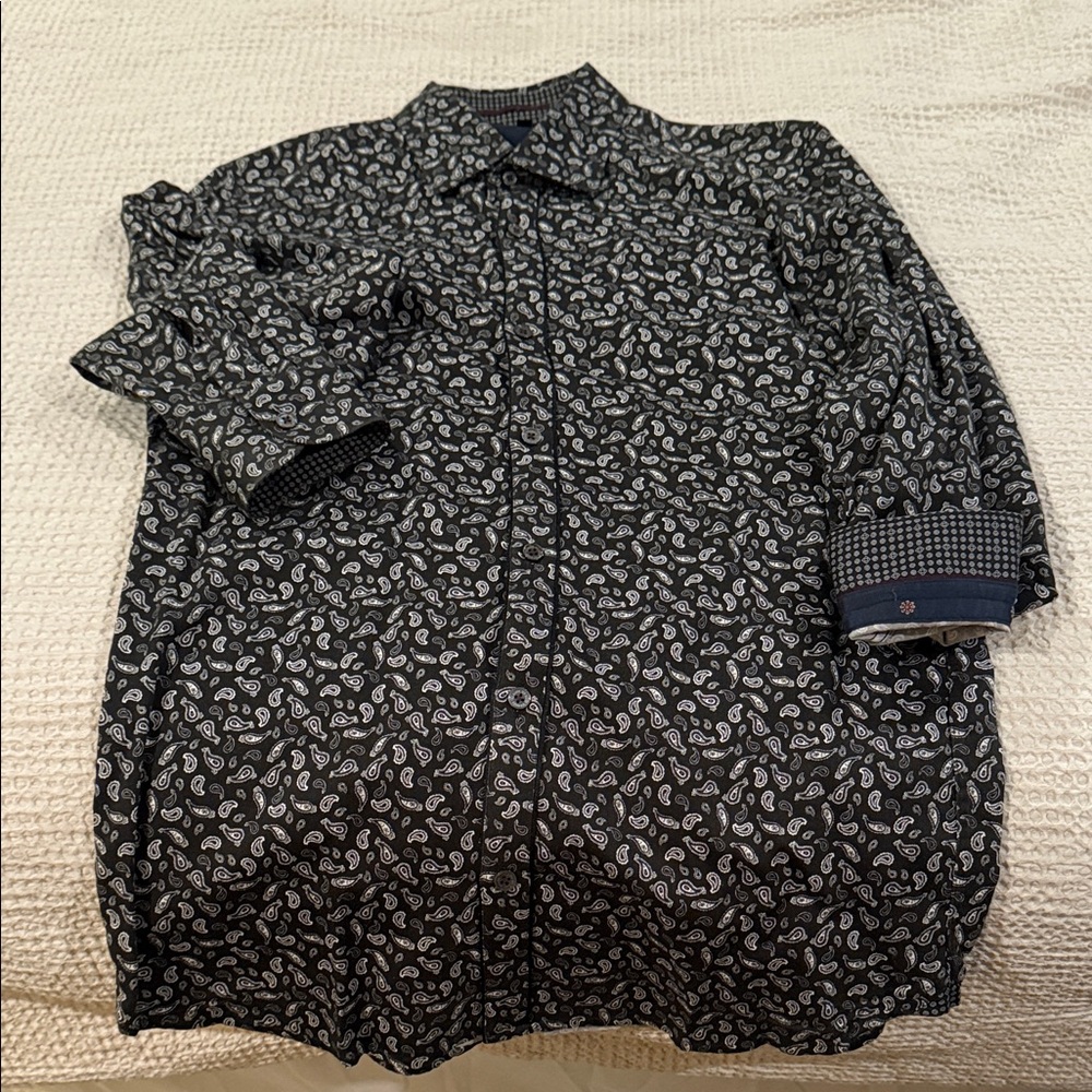 Ted Baker London Black and White Paisley Dress Shirt